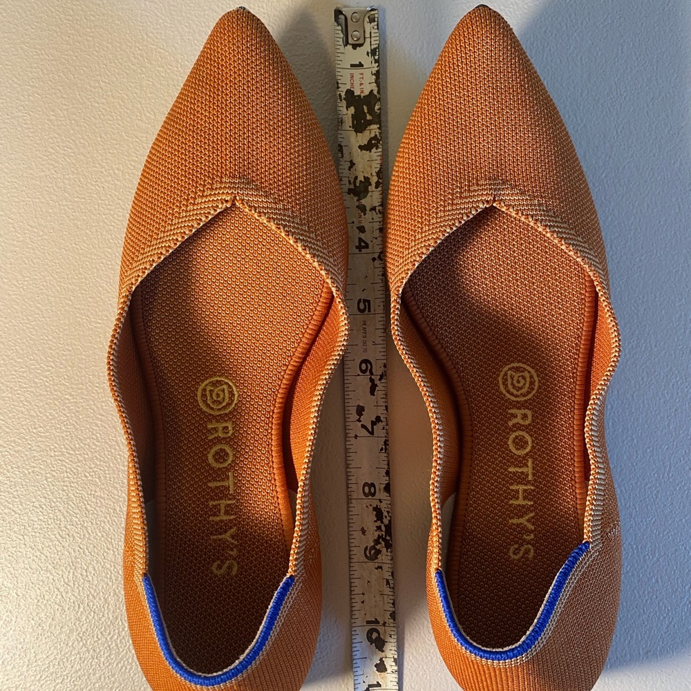 Rothy's Shoes Women 7W The Point Flat Knit Pointed Toe Amber Orange Washable - Picture 8 of 9